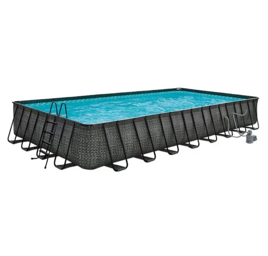 Metal Frame Rectangle Above-Ground Pool with Filter Pump